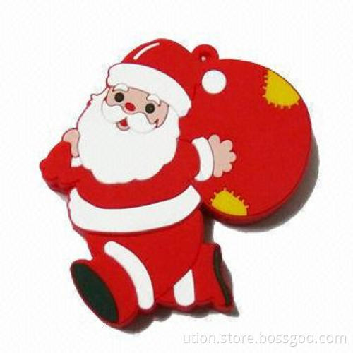 Cartoon USB Flash Drive in Christmas-shape, Made of Rubber Material